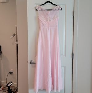 Long Blush Lace Chiffon Dress